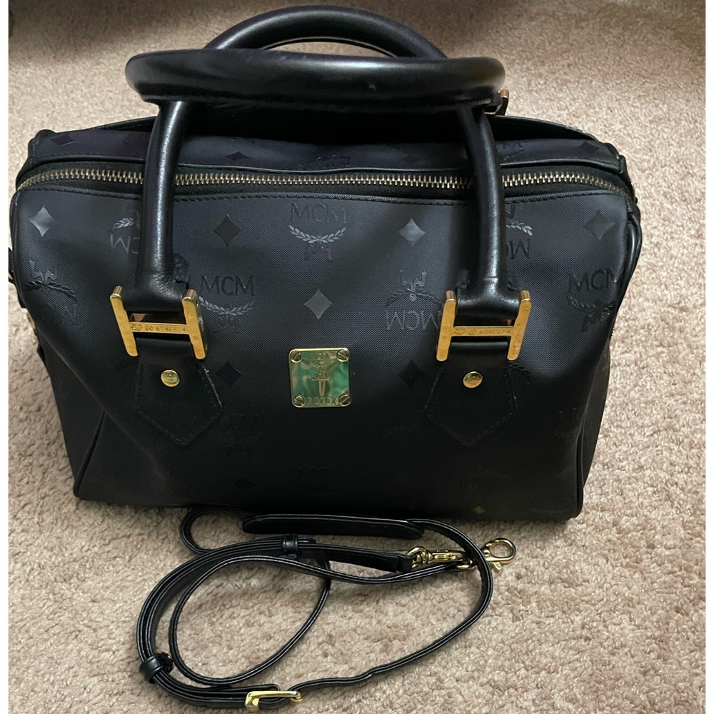 MCM BOSTON BAG VISETOS PVC LEATHER